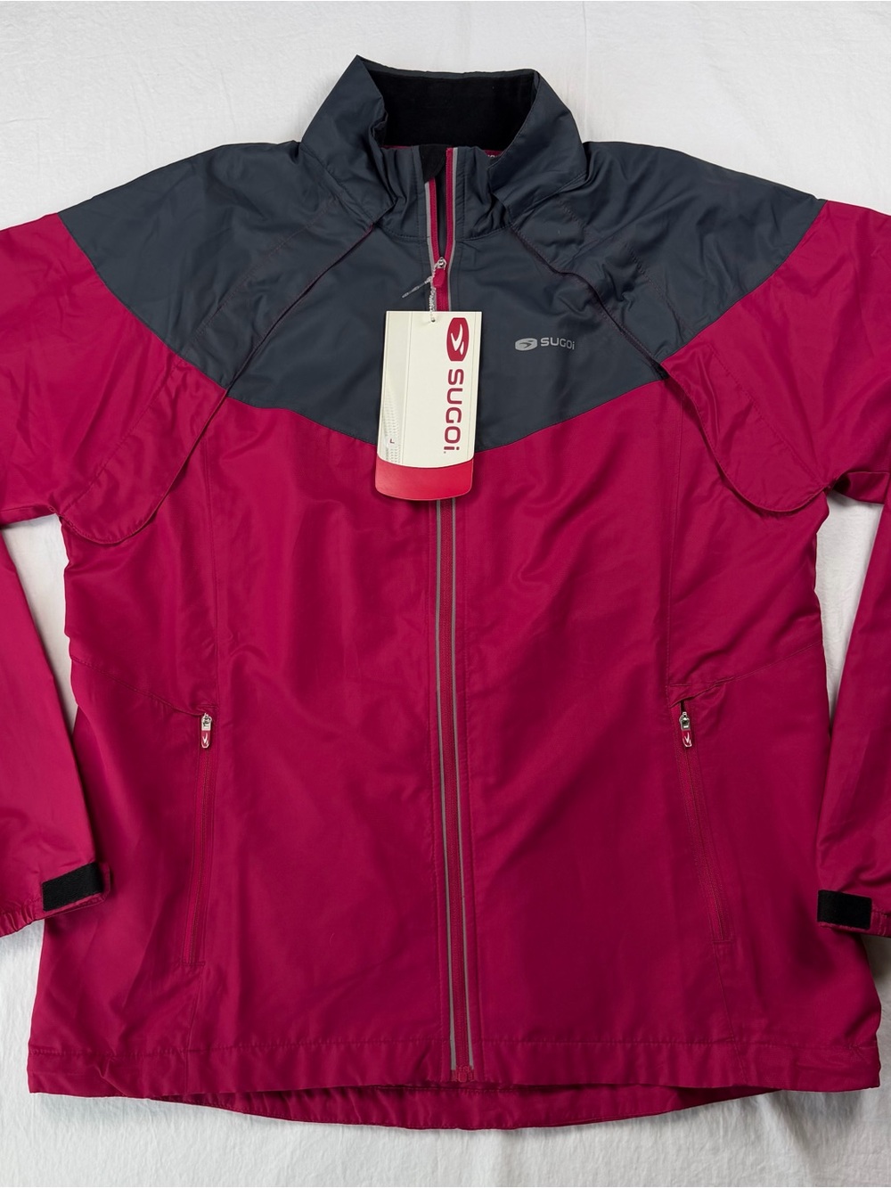 NWT Sugoi Women’s Versa Bike Jacket L Pink Convertible Magnetic Sleeves Cycling